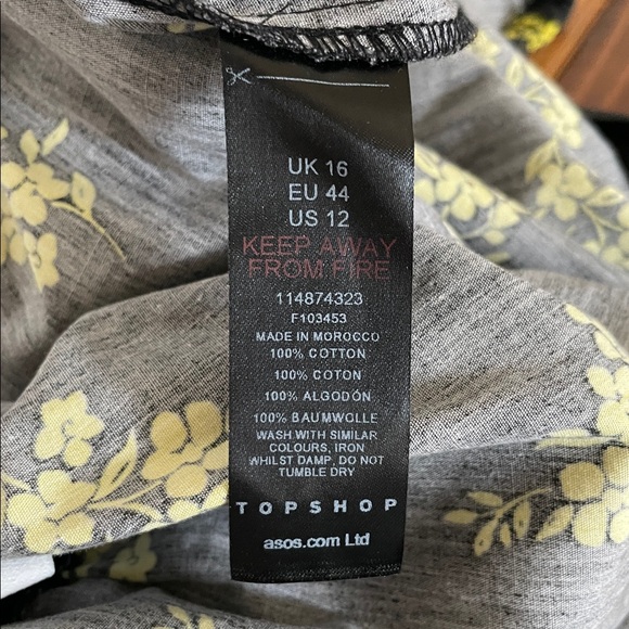 Topshop Peplum Bubble Sleeve Floral Print Open Back Top Size 12 NWT - Picture 11 of 13